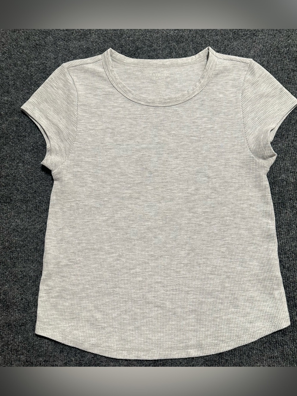 American Eagle Outfitters Light Gray Ribbed Short Sleeve Tee